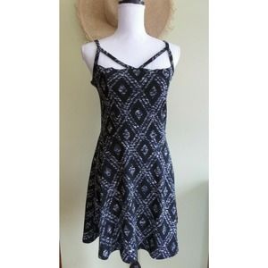 Topshop Black Gray Geo Print Strappy Mini Dress 12